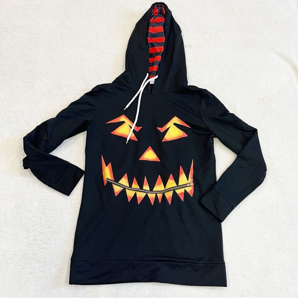 Womens Novelty Summerween Jack o Lantern Sweatshirt Pullover Hooded | Small